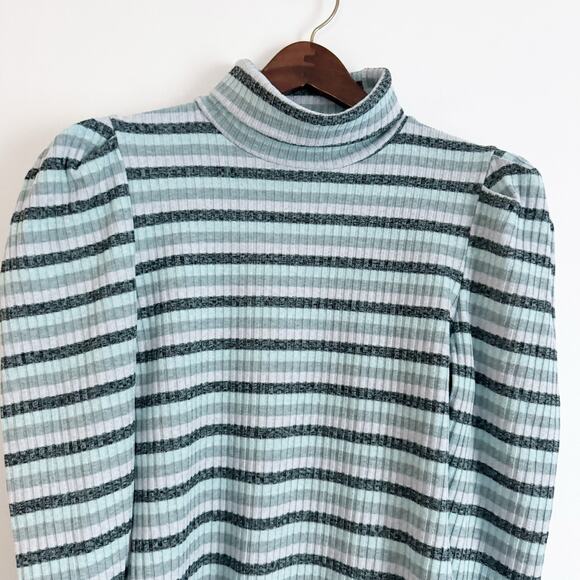 ANTHROPOLOGIE Maeve Striped Puff Shoulder Long Sleeve Medium M - Picture 4 of 8